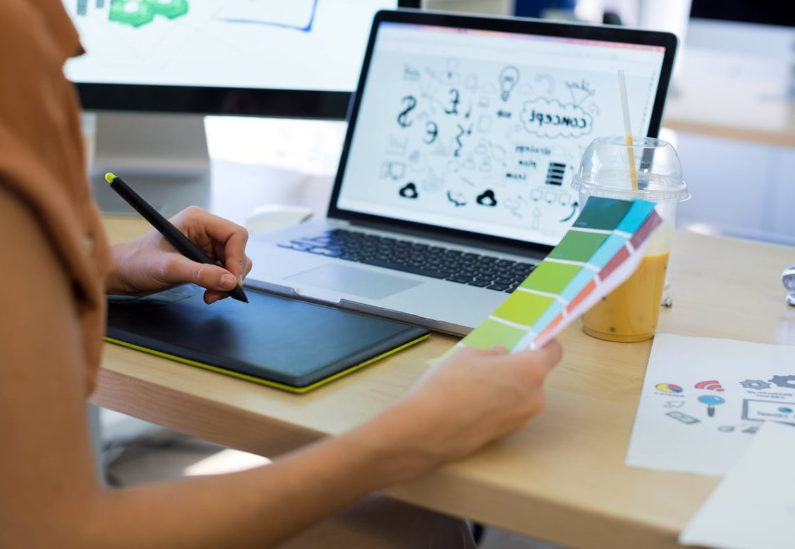 graphic designer working laptop