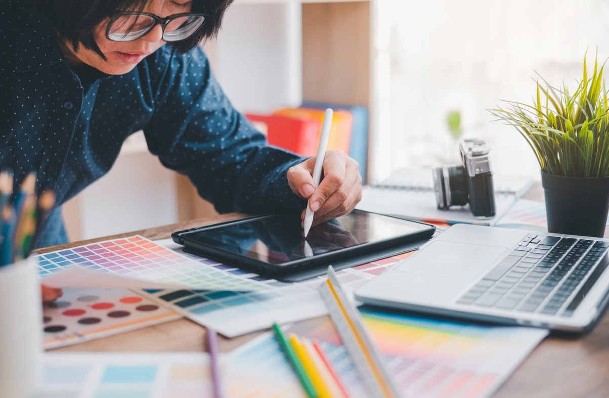 graphic designer working laptop