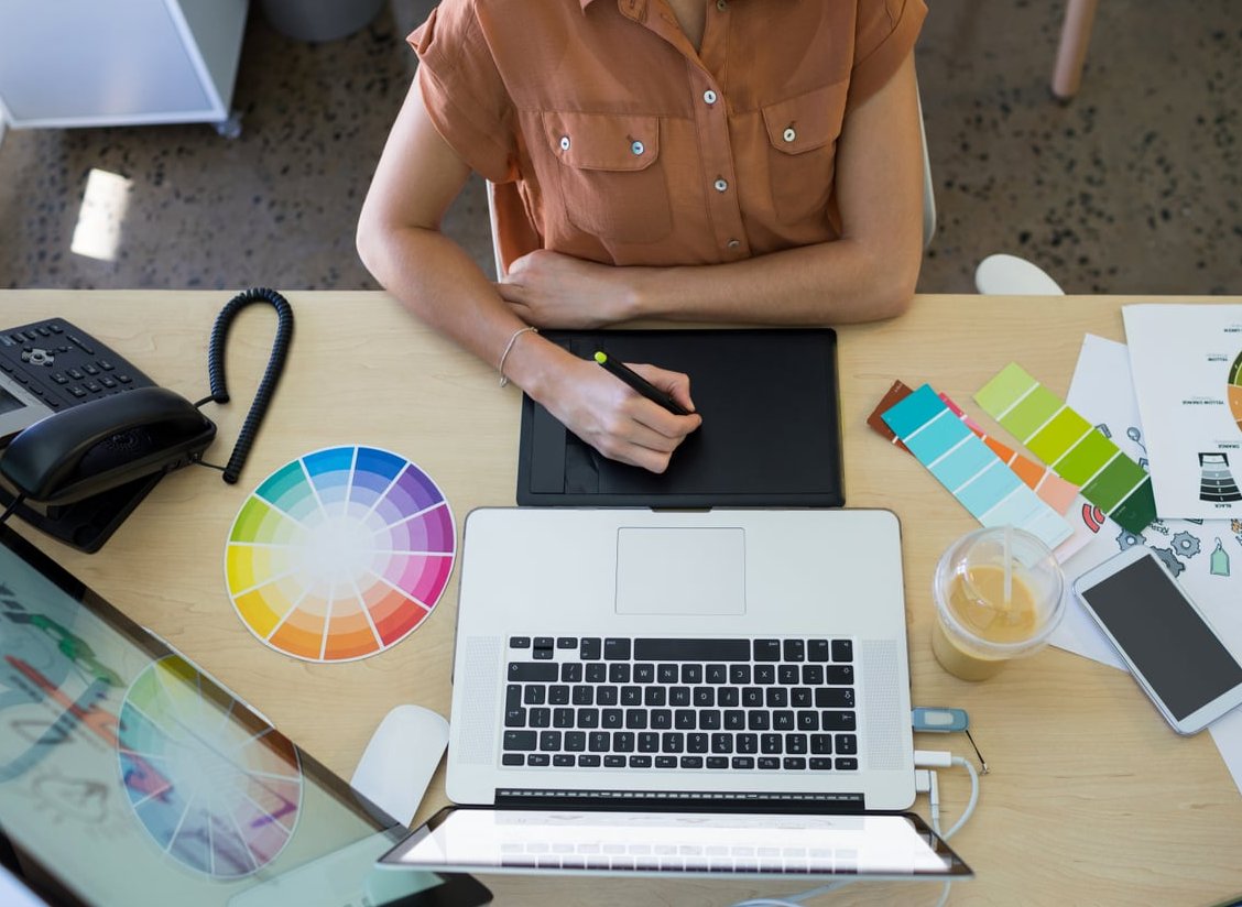 graphic designer working laptop