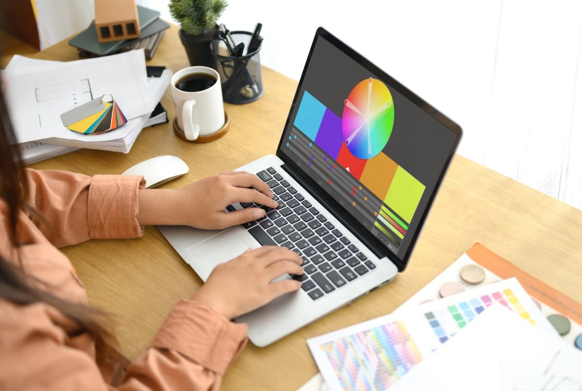 graphic designer working laptop